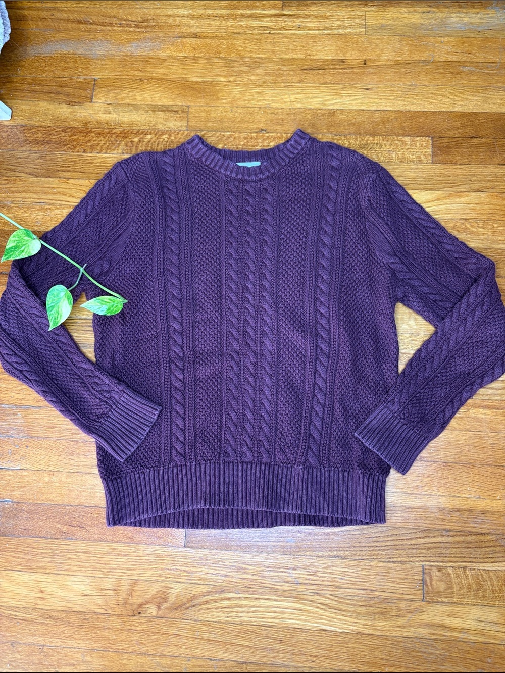 Goodfellow & Co Plum Cable Knit Crewneck Sweater